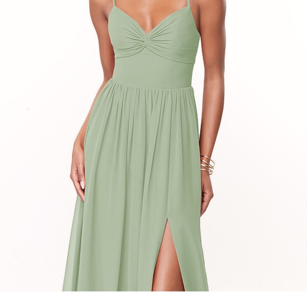 Azazie Light Green Maxi Dress with Slit